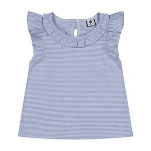 NEW BUSY BEES girl's colette flutter sleeve top in cornflower blue mini stripe